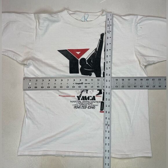 VINTAGE YMCA Taekwondo Karate Graphic T-shirt Women Medium 90s Single Stitch - Picture 9 of 9